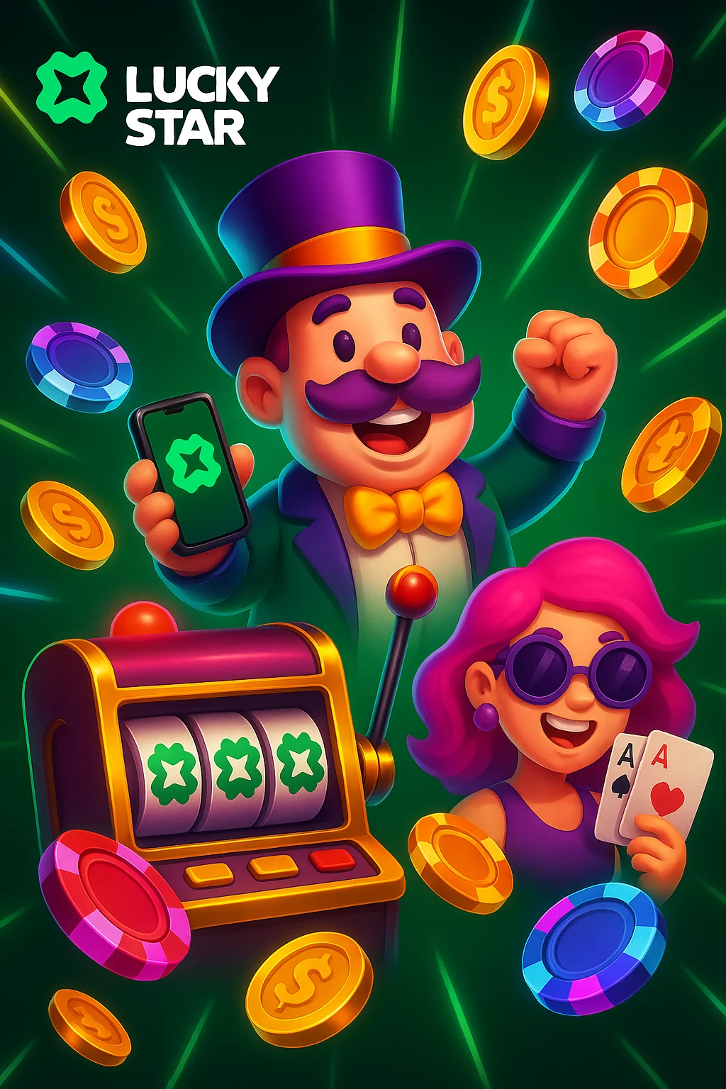 Screenshot of Lucky Star app home screen showing game categories on Android device